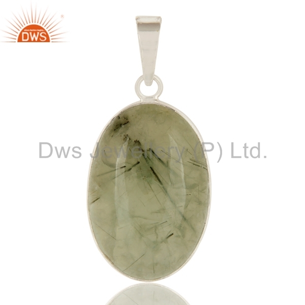 Prehnite Gemstone Sterling Silver Pendant
