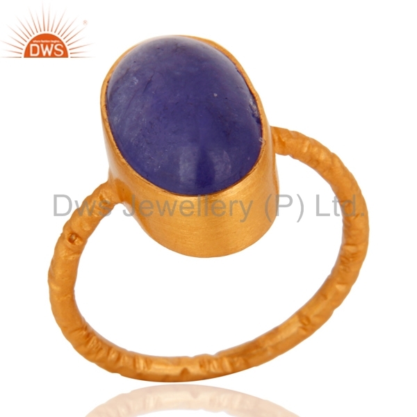 Designer Gold Plated Tanzanite Gemstone Ring