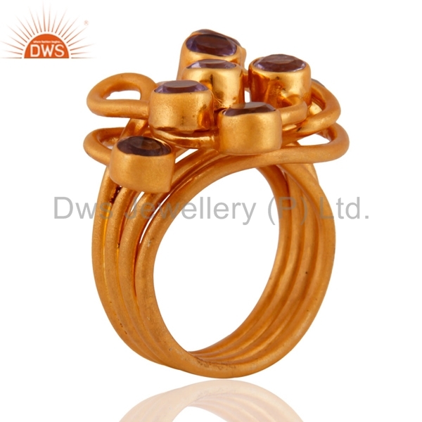 Designer Gold Plated Gemstone Ring Jewelry Size: 5 To 10 Us Size