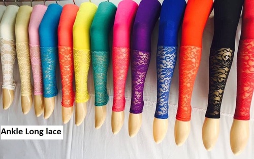 Ankle Long Lace Designer Leggings - Cotton Blend, Sizes S, M, L, XL | Quick Dry, Washable, Suitable for Summer and Winter