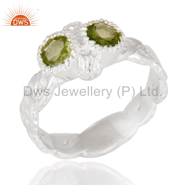 925 Sterling Silver Peridot Ring - Gold Plated