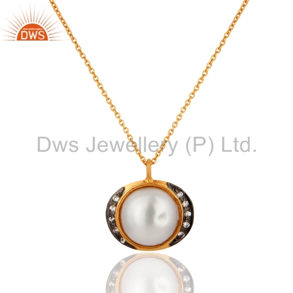 18k Gold Plated Sterling Silver Pearl Pendant