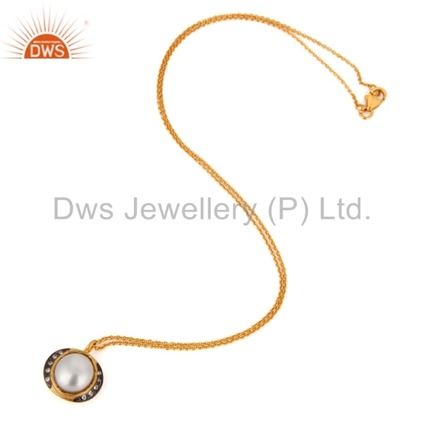 18k Gold Plated Sterling Silver Pearl Pendant