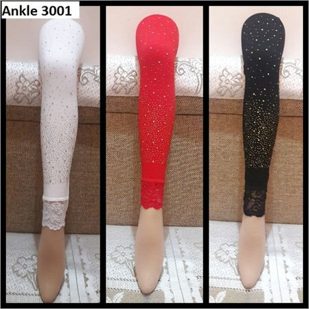 Stone Work Leggings - Cotton Blend, Size S/M/L/XL | Flattering Appearance, Incredible Shine, Slim Look, Washable for All Seasons