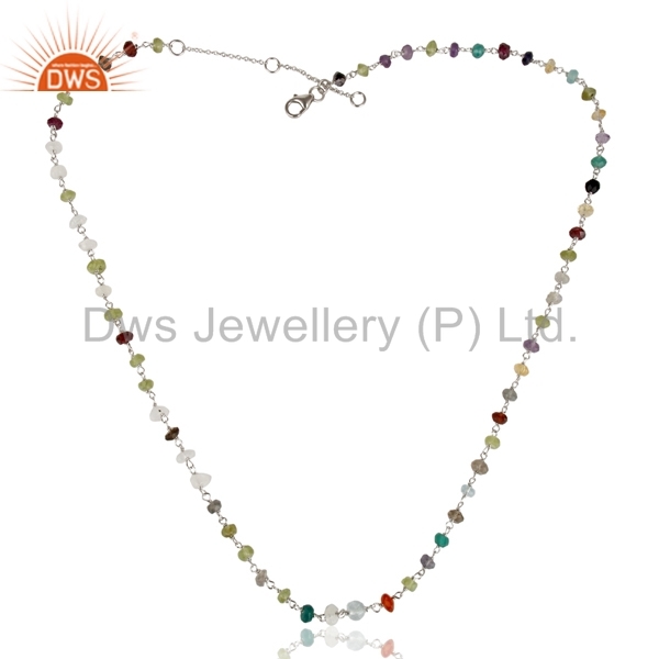 Sterling Silver Multi Color Gemstone Necklace