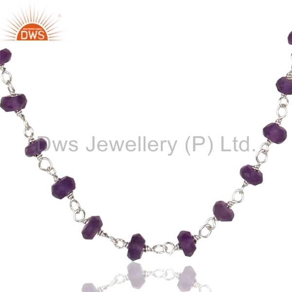 925 Silver Amethyst Beads Necklace