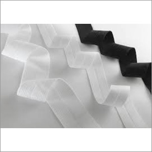 Elastic Tapes - Polyester Material, 25-52 M Length , White & Black Color, Plain Type for Garment Usage