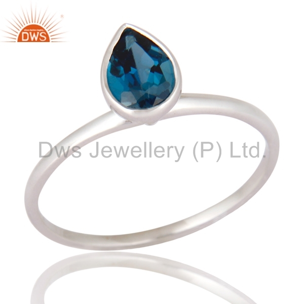 9k Yellow Gold Pear Shaped Blue Topaz Ring