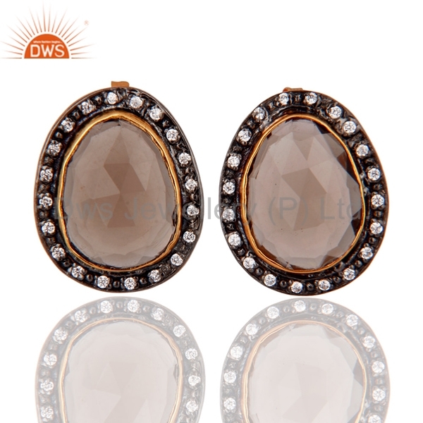 22k Gold Plated Smoky Quartz Earrings