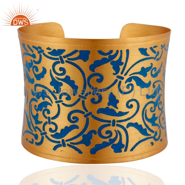 Gold Plated Enamel Cuff Bracelet