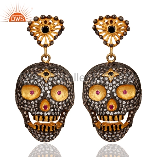 Skull Design Gold Plated Fashion Earrings Gender: Women