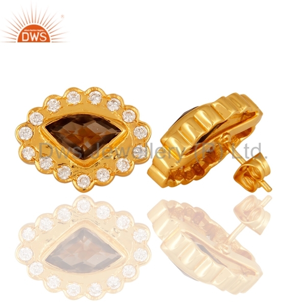 Gold Plated Brass Zircon Stud Earrings Gender: Women