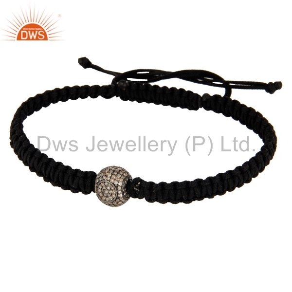 Pave Diamond Beads 925 Silver Bracelets