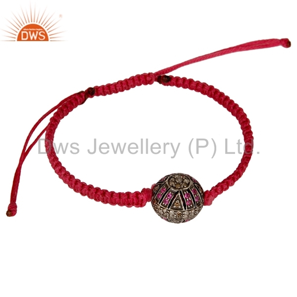 Sterling Silver Ruby And Pave Diamond Bracelet
