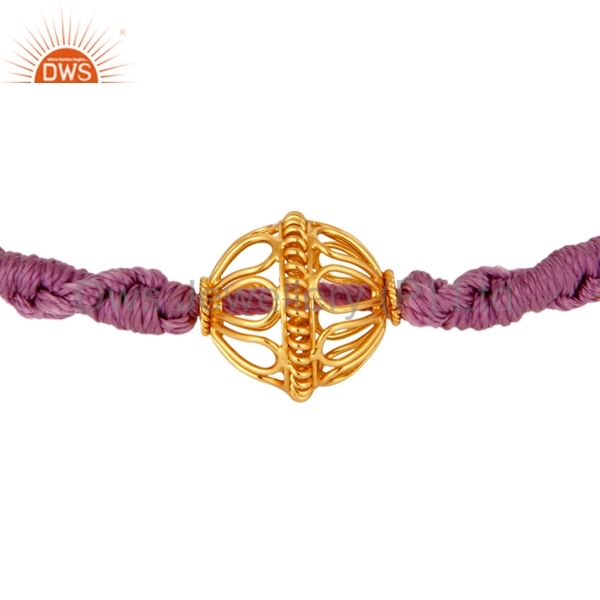 Solid 18k Yellow Gold Bead Macrame Bracelets