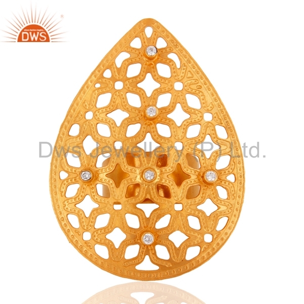 24k Gold Plated White Cubic Zirconia Ring