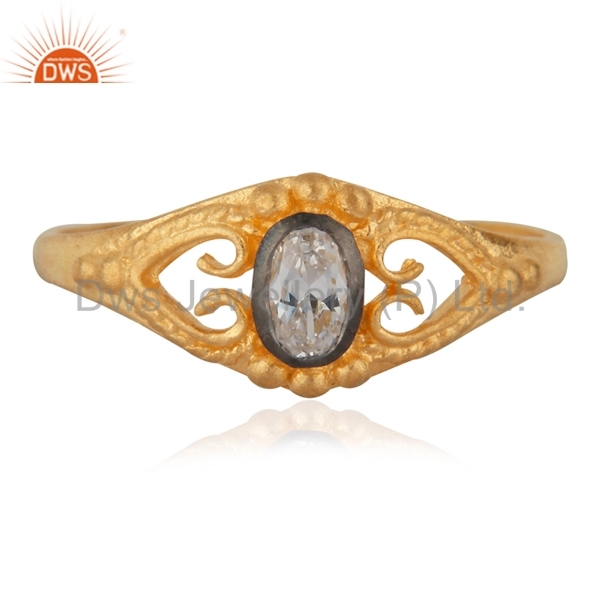 18k Gold Plated White Zircon Ring