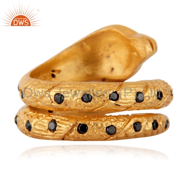 Black Zircon 24k Gold Plated Ring