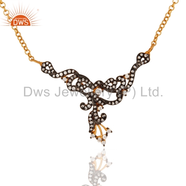 Gold Plated Sterling Silver White Cz Neckalce