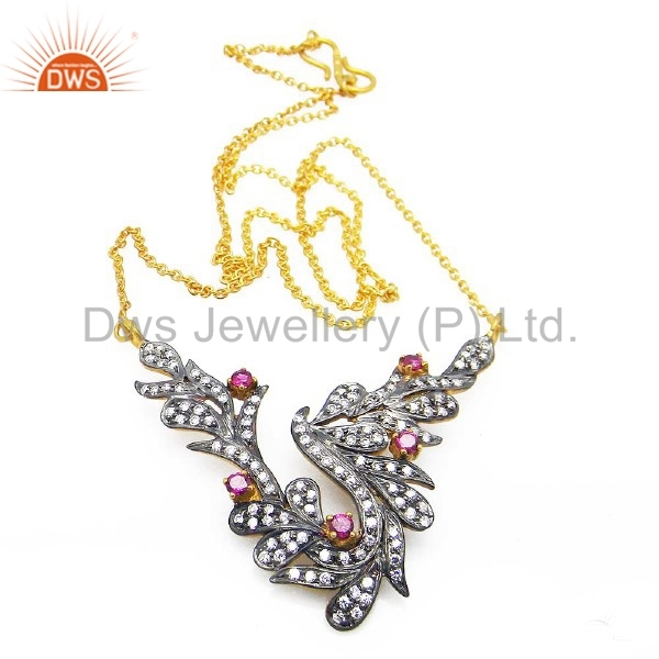 Gold Plated Sterling Silver White Cz Neckalce