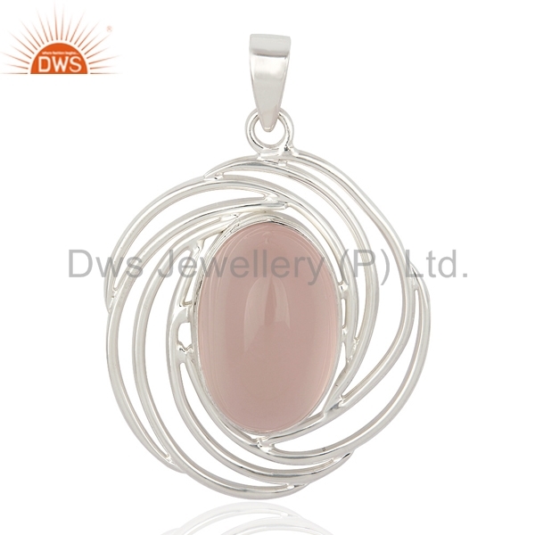 Rose Quartz Designer Silver Pendant Metal Purity: 925