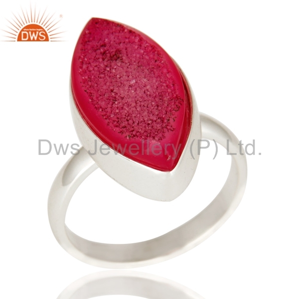Pink Druzy Sterling Silver Ring
