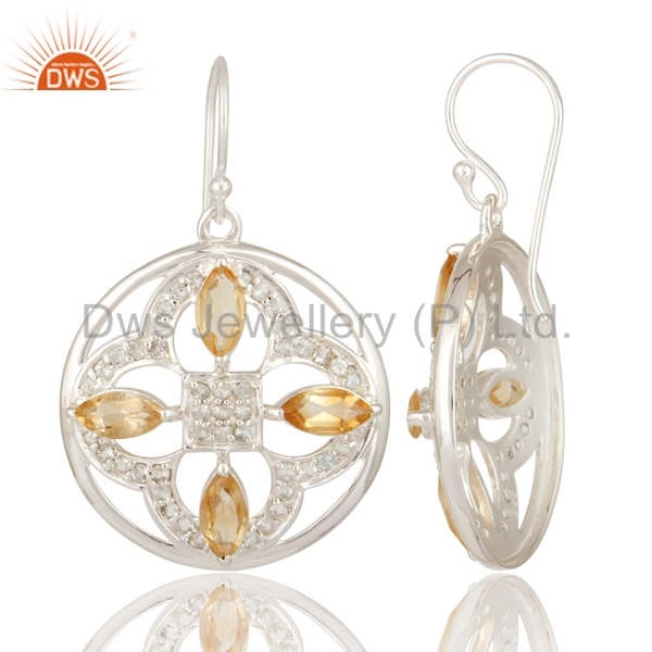 Citrine Sterling Silver White Topaz Earrings
