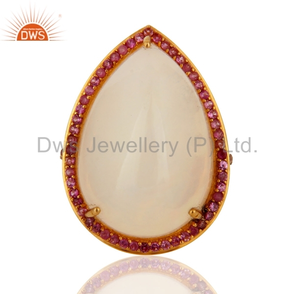 Yellow Fire Opal & Pink Sapphire 9k Solid Gold Rings