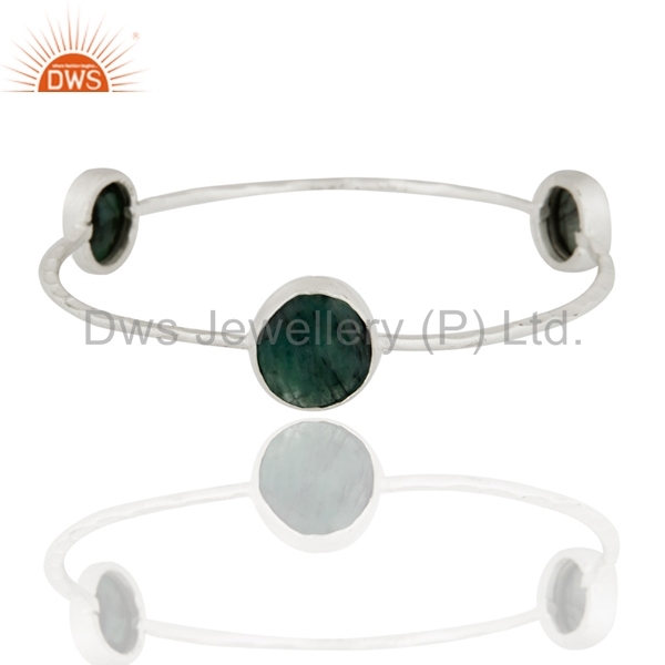 24k Gold Plated Emerald Gemstone Bangle