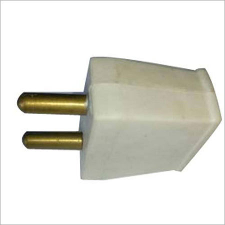 Electrical 2 Pin Top Plug - Brass Pins, Shock Proof Plastic, 6 A 250 V AC, IS 1293:2008 Compliant | Durable, Designed for Domestic & Industrial Use, White/Black Color