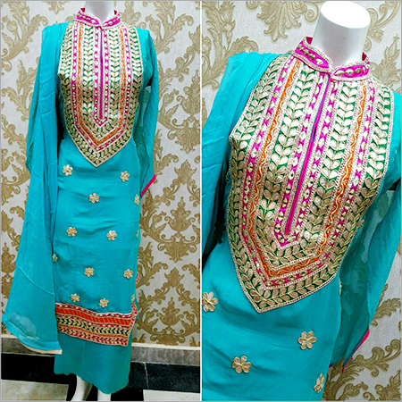 Green Cotton Gota Patti Suits