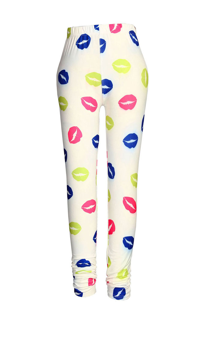 Printed Legging - Cotton, Size Xl, Length 40, Multi Colour | Quick Dry, Washable, Soft & Comfortable Digital Print Leggings For Girls