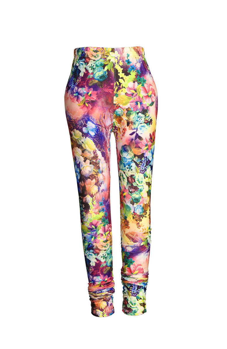 Printed Legging - Cotton, Size Xl, Length 40, Multi Colour | Quick Dry, Washable, Soft & Comfortable Digital Print Leggings For Girls