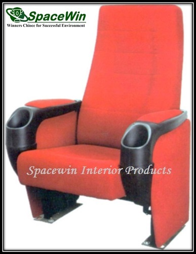 Multiplex Theatre Chair - Fabric & Wood, Varied Sizes, Red | Ergonomic Seating, Metal Frame, Cup Holders, Easy Assembly