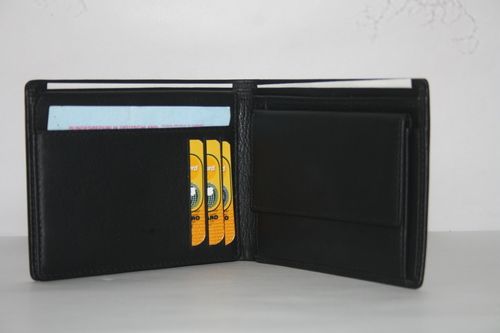 Black Two Fold Leather Wallets