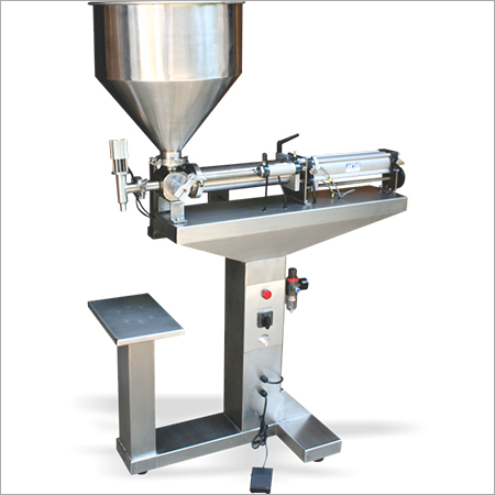Semi Automatic Paste Filling Machine - Stainless Steel, 100 ml - 1000 ml Volume Range, Silver Color | Pneumatic Drive, Maintenance Free, Manual and Auto Modes, 10-15 Dozes/Min Speed, +/- 1% Accuracy