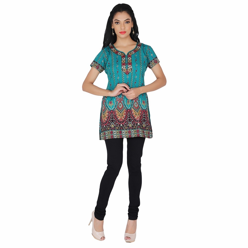 White And Green Crape Kurti(white)
