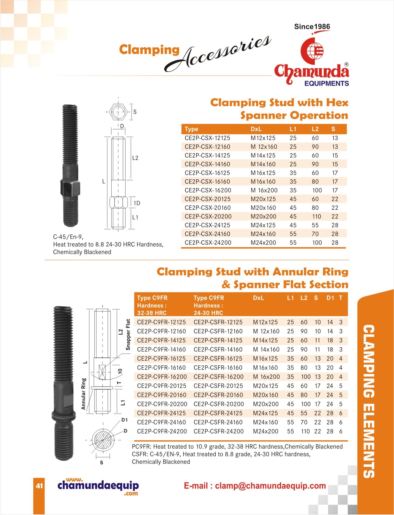 Clamping Stud - Metal, M-12 Size, Silver | High Tolerance, Rust Resistant, Dimensionally Accurate, Rugged Design