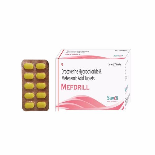 Mefenamic Acid & Drotaverine Tablets - Drotaverin 80mg + Mefenamic Acid 250mg | WHO-GMP Certified, Effective Relief for Smooth Muscle Spasms