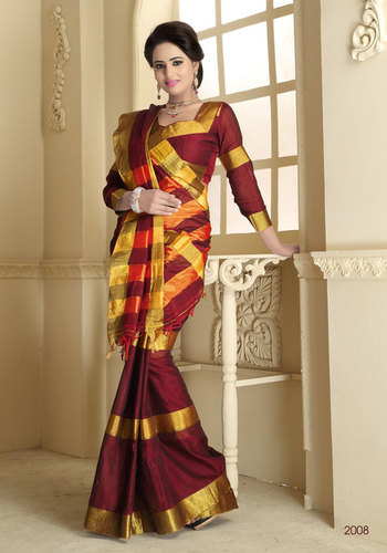 Red Cotton Print Sarees