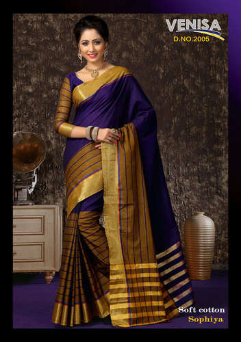Purple Handloom Cotton Sarees