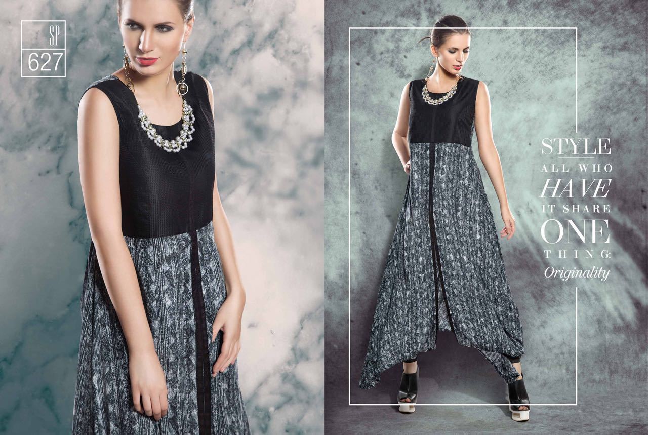 Indo Western Kurtis - Silk Blend, Knee-length, Mandarin Collar, Long Sleeves, Pink | Alluring Prints, Comfortable Wear, Elegant Look, Perfect Fit, Stylish Design