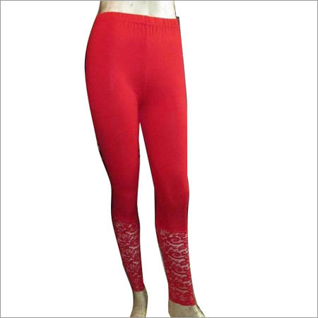 रेड कॉटन लाइक्रा लेगिंग