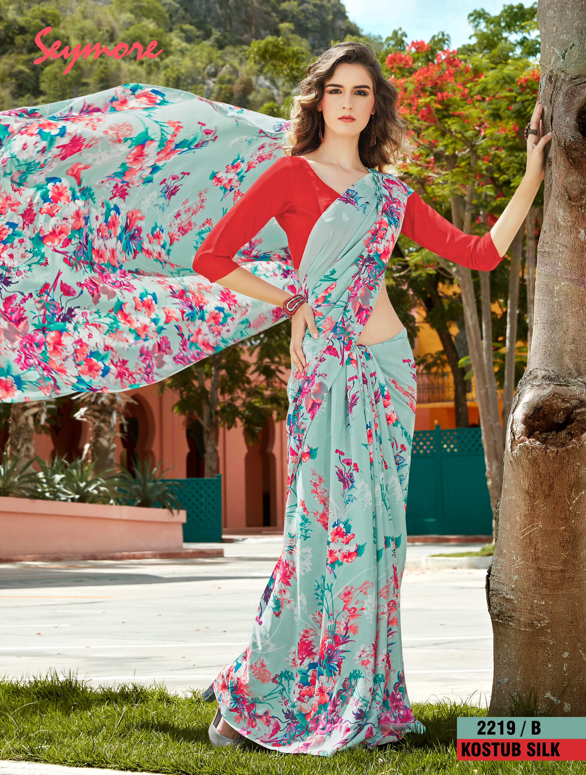 Fancy Printed Saree - Georgette Fabric, 5.5 Mtr Length + 0.80 Blouse Piece, Bollywood Style With Fancy Print Border And Blouse Included