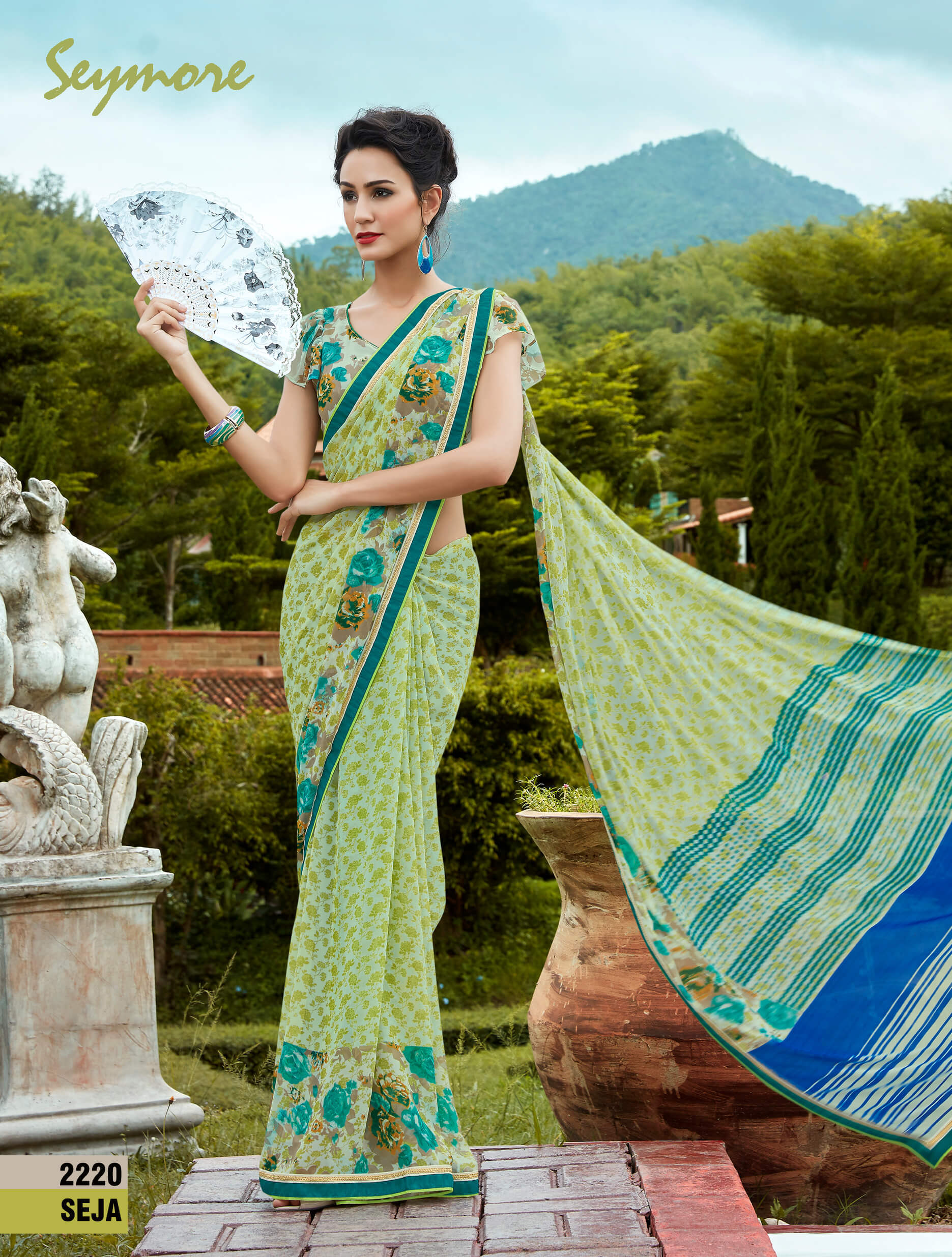 Seymore Georgette Printed Saree - 5.5 Mtr With Fancy Print Border, Stylish Bollywood Design, Includes Georgette Blouse Piece