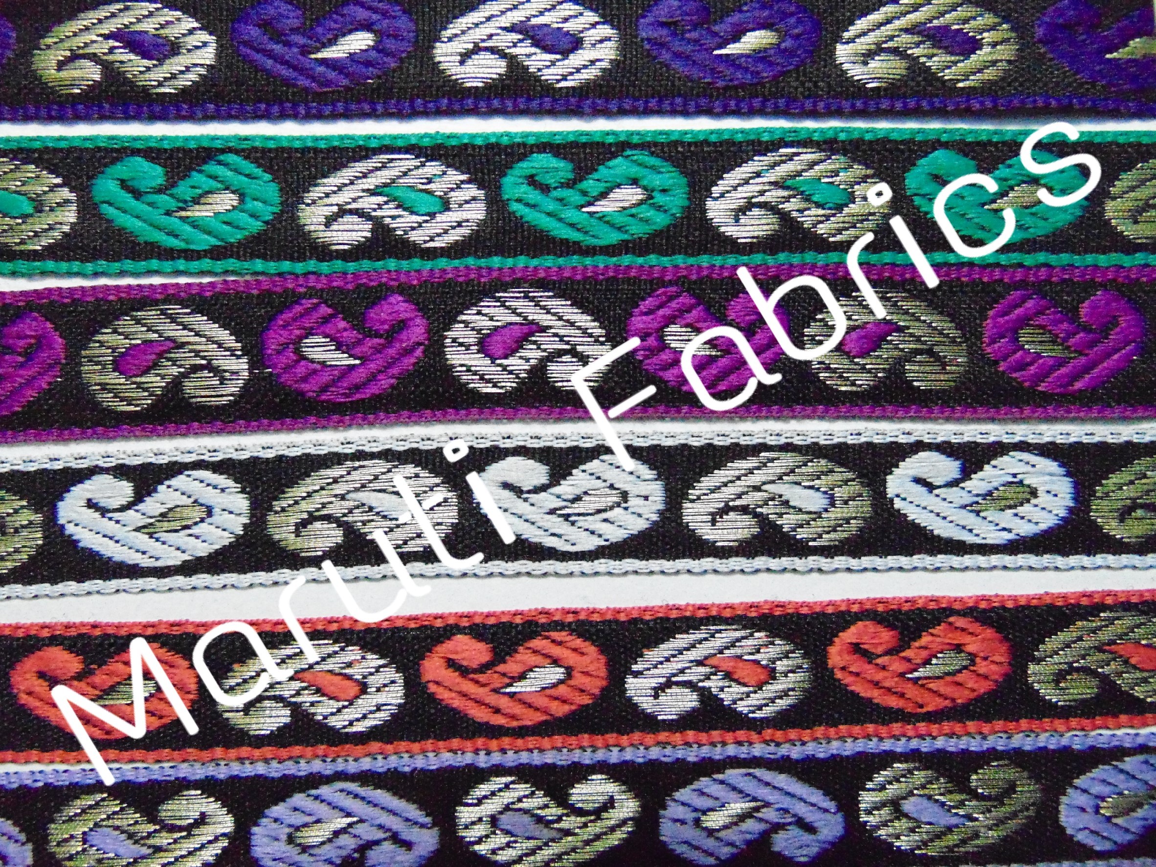 Printed Jacquard Lace - Polyester, 1-100 Meters, Multi-color Satin | High Tear Strength, Fine Finish, Elegant Reversible Designs