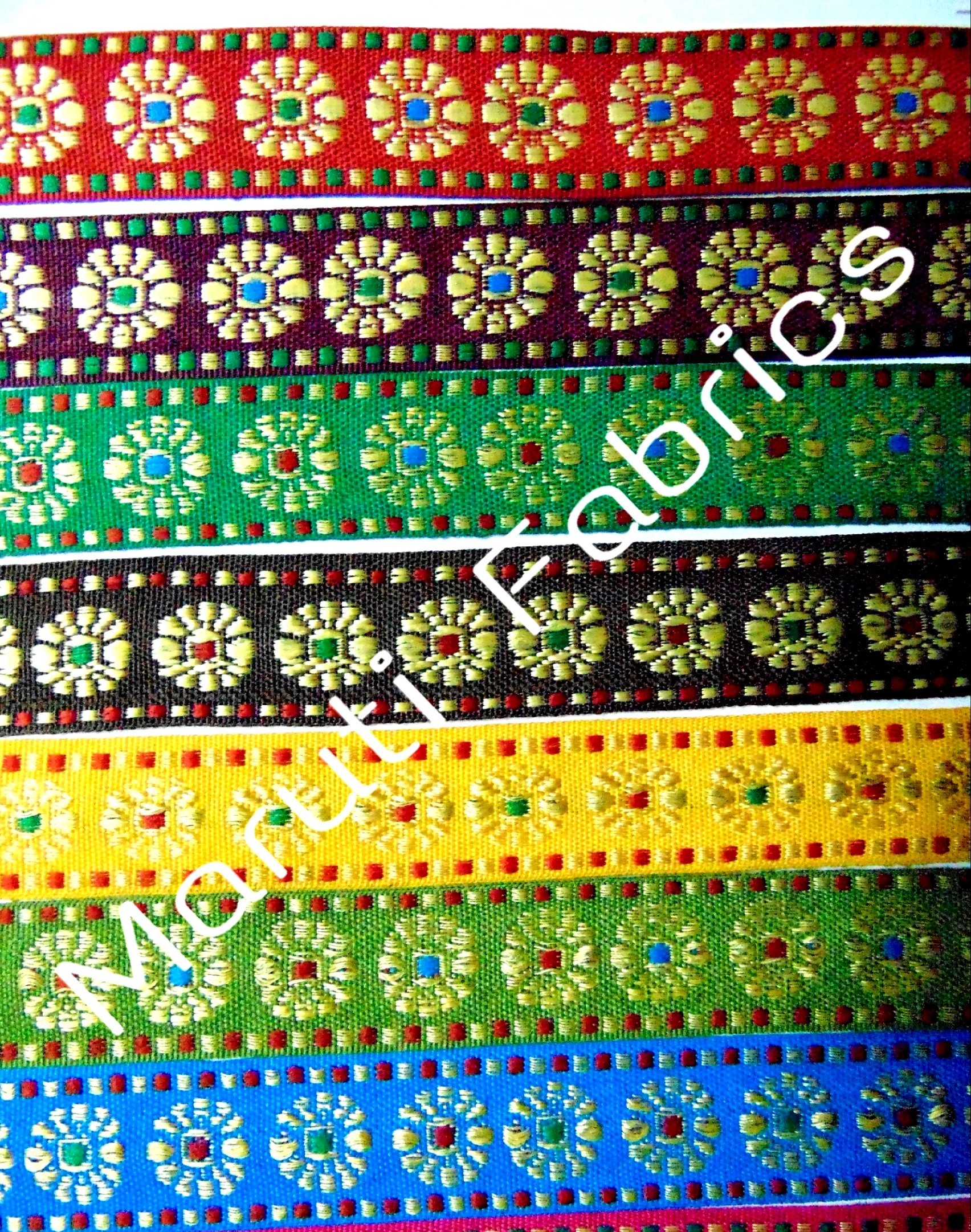 Printed Jacquard Lace - Polyester, 1-100 Meters, Multi-color Satin | High Tear Strength, Fine Finish, Elegant Reversible Designs