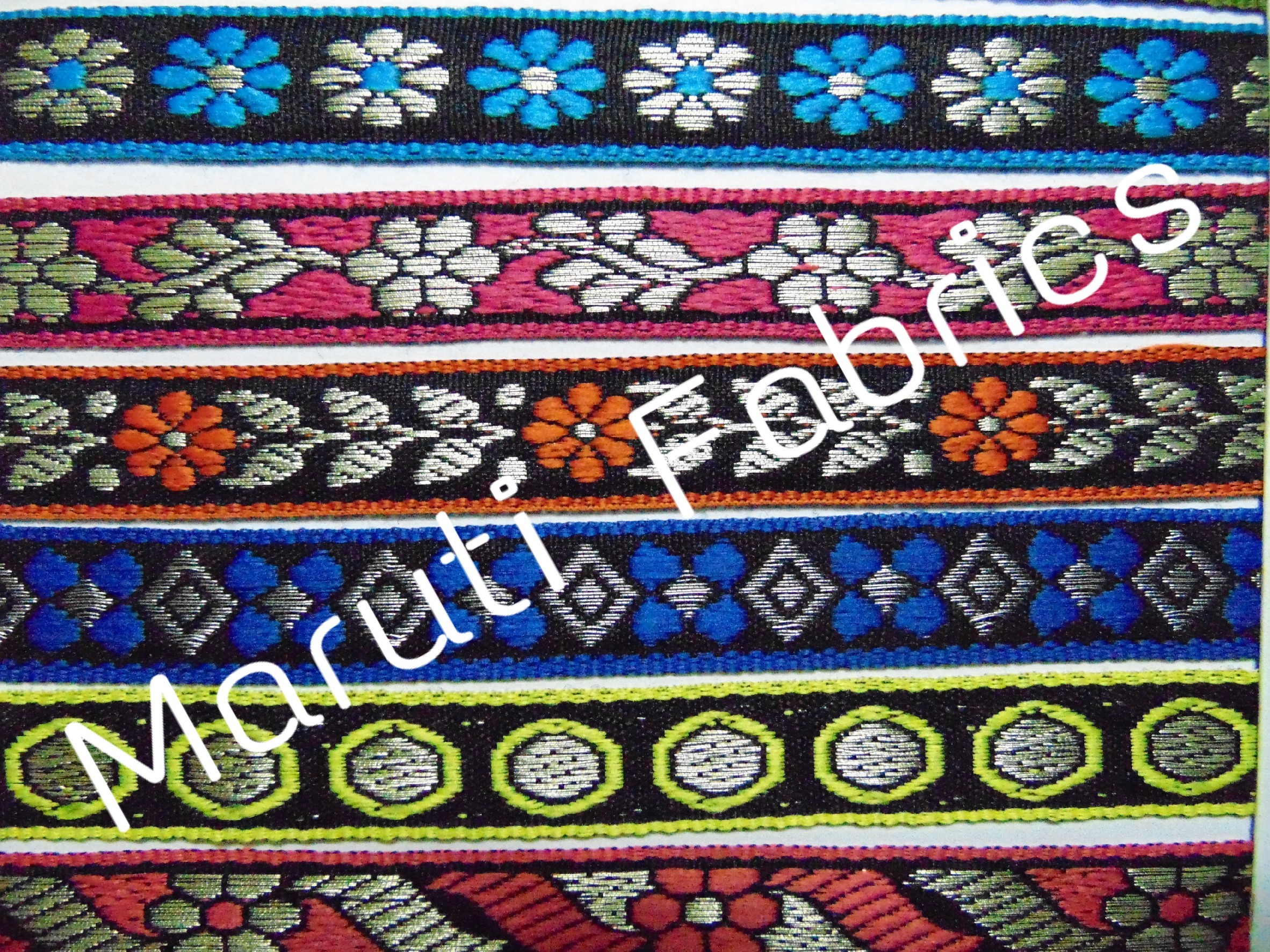 Printed Jacquard Lace - Polyester, 1-100 Meters, Multi-color Satin | High Tear Strength, Fine Finish, Elegant Reversible Designs