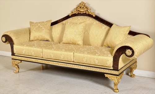 Brown And Yellow Wooden Royal Sofa