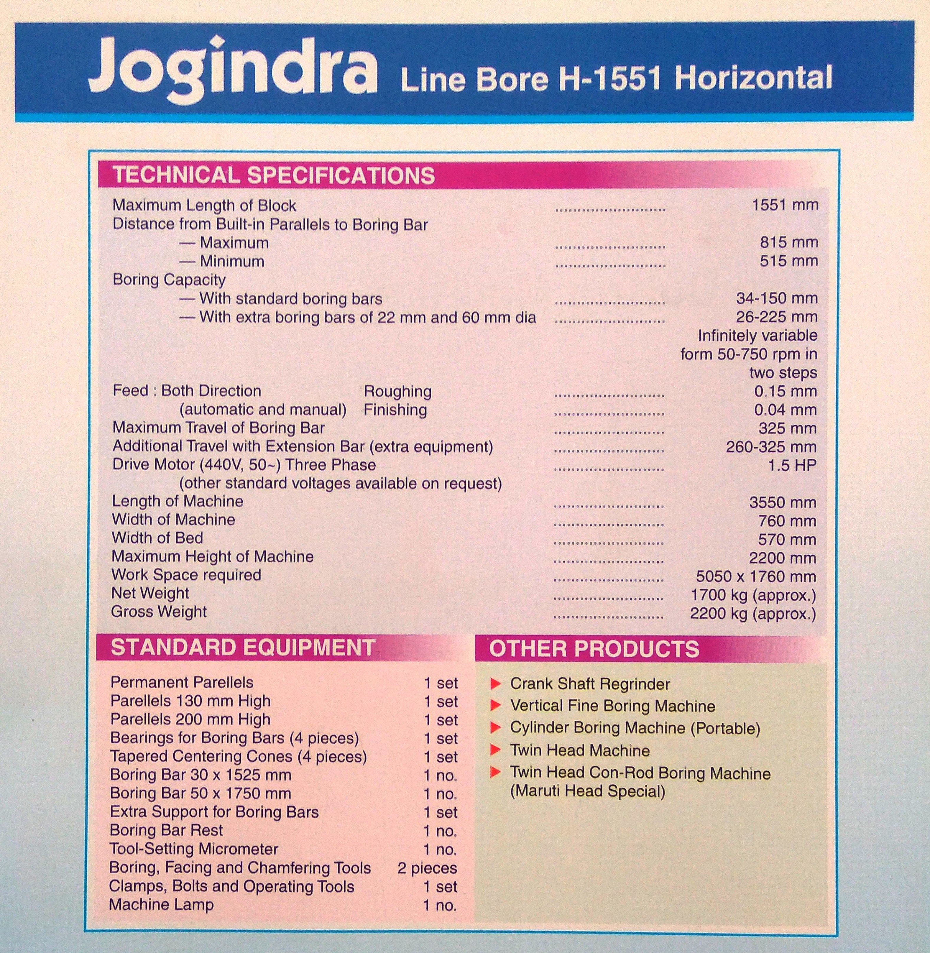 Horizontal Line Boring Machine